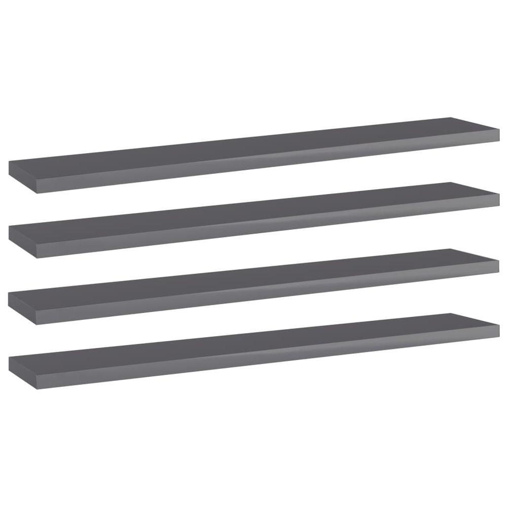 vidaXL Bookshelf Boards 4 pcs High Gloss Gray 236x39x06 Chipboard 805216