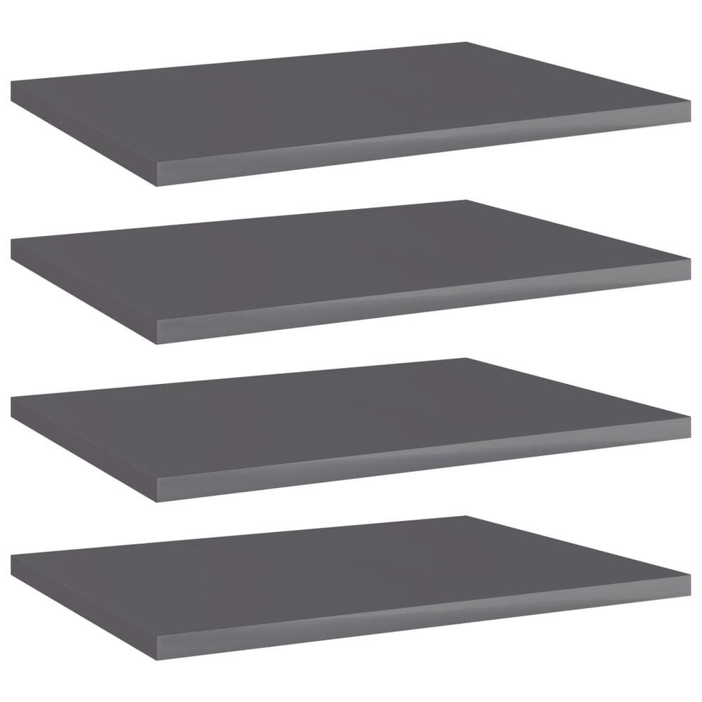 vidaXL Bookshelf Boards 4 pcs High Gloss Gray 157x118x06 Chipboard 805168