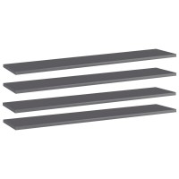 vidaXL Bookshelf Boards 4 pcs High Gloss Gray 394x79x06 Chipboard 805392