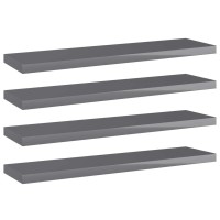 vidaXL Floating Shelves 4 Pcs Wall Shelving with Invisible Mounting System Display Shelf Wall Shelf Unit Modern High Gloss