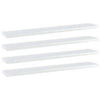 vidaXL Floating Shelves 4 Pcs Wall Shelving with Invisible Mounting System Display Shelf Wall Shelf Unit Modern High Gloss