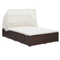 vidaXL 2Person Sunbed with Cushion Poly Rattan Brown 310234