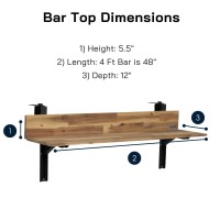 Views 4Ft Folding Balcony Bar Table (Natural Teak) - Durable, Space-Saving, Easy Assembly | Weatherproofed Acacia Wood With Adjustable Steel Brackets For Patio, Terrace, Deck, Backyard