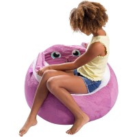 Posh Creations Cute Soft And Comfy Bean Bag Chair For Kids, Animal - Purple Bunny