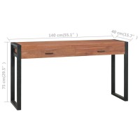 vidaXL Desk, Standing Computer Desk with 2 Drawers, Workstation for Home Office, Console Table for Hallway Living Room, Farmhouse, Solid Wood Teak