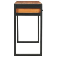 vidaXL Desk, Standing Computer Desk with 2 Drawers, Workstation for Home Office, Console Table for Hallway Living Room, Farmhouse Style, Teak Wood