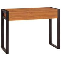 vidaXL Desk, Standing Computer Desk with 2 Drawers, Workstation for Home Office, Console Table for Hallway Living Room, Farmhouse Style, Teak Wood