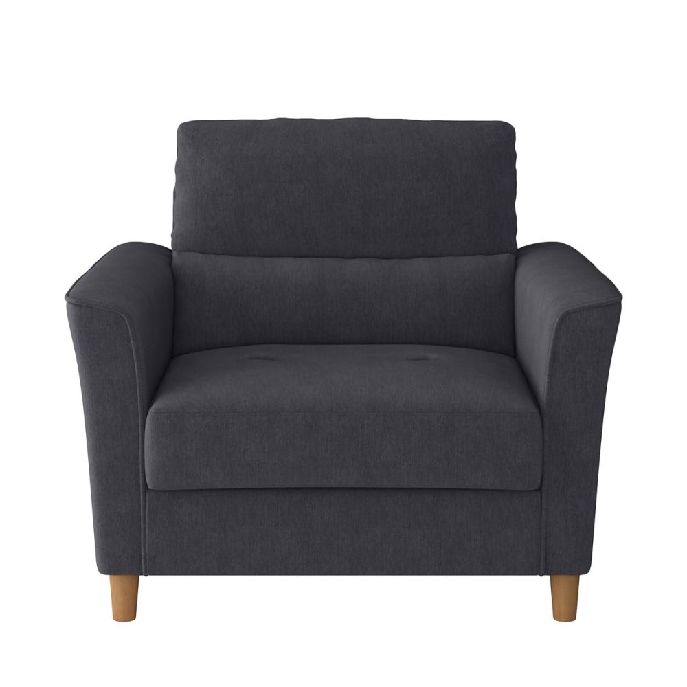 Corliving Caroline Modern Dark Gray Fabric Upholstered Accent Chair And A Half