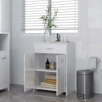 Vidaxl Bathroom Cabinet Laundry Room Rack Storage Cupboard Washroom Home Decor Interior Indoor Organize Storing Furniture White Engineered Wood