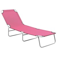 vidaXL Folding Sun Lounger Steel and Fabric Pink 310330