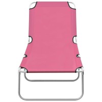 vidaXL Folding Sun Lounger Steel and Fabric Pink 310330