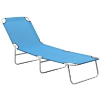 Vidaxl Turquoise Blue Sun Lounger - Foldable Patio Lounge Bed With Oxford Fabric And Adjustable Backrest, Powder-Coated Steel Frame