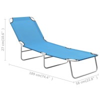 Vidaxl Turquoise Blue Sun Lounger - Foldable Patio Lounge Bed With Oxford Fabric And Adjustable Backrest, Powder-Coated Steel Frame