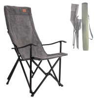 Campingmoon Foldable Cotton Canvas Camping Chair For Campfire High Back Chair Gray F-1001C-H
