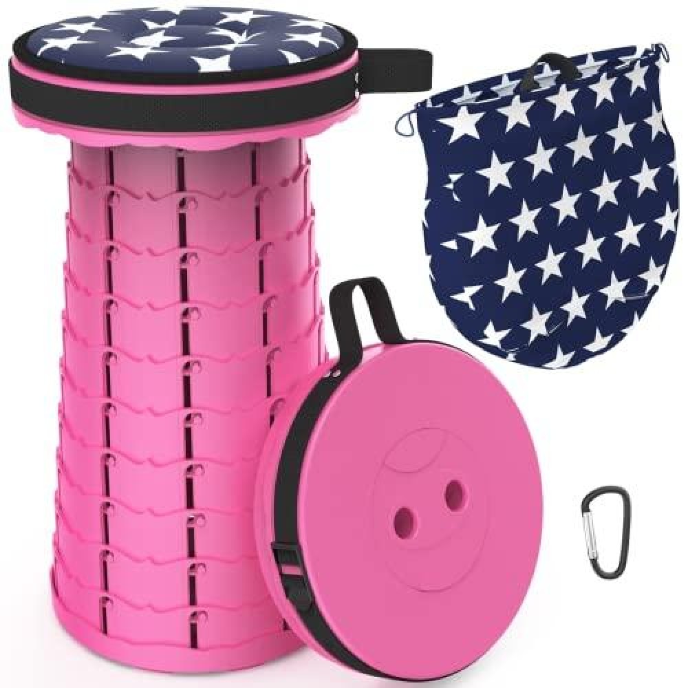 Alevmoom Portable Telescoping Stool Collapsible Stool With Cushion & Bag, Retractable Folding Stool For Adults Foldable Seat Sturdy Capacity 440 Lbs For Camping Fishing Hiking Bbq