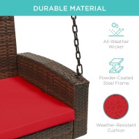 Best Choice Products Woven Wicker Outdoor Porch Swing Hanging Patio Bench For Deck Garden Wmounting Chains Seat Cushion Br