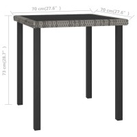 Vidaxl Garden Dining Table, Patio Table With Glass Top, Garden Table, Garden Furniture For Front Porch Deck Lawn Backyard, Modern, Pe Rattan Gray