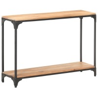 Vidaxl Rectangular Console Table - Solid Acacia Wood With Black Powder-Coated Steel Frame, Easy Assembly Required - Sturdy And Stylish