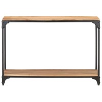 Vidaxl Rectangular Console Table - Solid Acacia Wood With Black Powder-Coated Steel Frame, Easy Assembly Required - Sturdy And Stylish