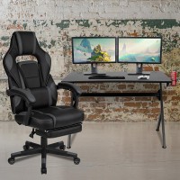 Black Gaming Desk with Cup HolderHeadphone Hook2 Wire Management Holes Black Reclining BackArms Gaming Chair with Footrest