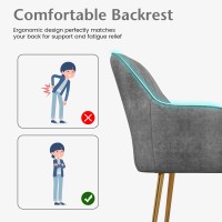 Giantex Modern Dining Chairs Set Of 2 - Upholstered Arm Dining Chair With Steel Legs, Thick Sponge Seat, Non-Slipping Pads, Modern Leisure Chair For Dining Room, Living Room, Bedroom, Dark Grey