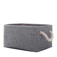 Fabric Storage Basket Set Of 3, Foldable Linen Storage Box For Nursery And Home, Collapsible Canvas Shelf Basket For Wardrobe Or Bedroom, Grey