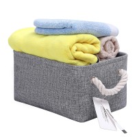 Fabric Storage Basket Set Of 3, Foldable Linen Storage Box For Nursery And Home, Collapsible Canvas Shelf Basket For Wardrobe Or Bedroom, Grey