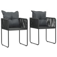 vidaXL Outdoor Chairs 2 pcs with Pillows Poly Rattan Black 44438