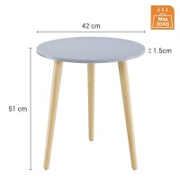 Apicizon Round Side Table, Blue Grey End Table For Small Spaces, Nursery Round Side Table Small Bedside Tables Living Room, Bedroom, 16.5 X 20.5 Inches