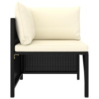 vidaXL 4Seater Garden Sofa with Cushions Black Poly Rattan 3515