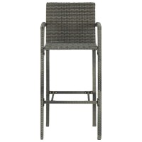 Vidaxl 2-Piece Bar Stools Set With Footrest, Indoor/Outdoor Seating Chairs, Weather-Resistant Poly Rattan, Gray, Modern Design