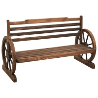 Vidaxl Patio Bench In Solid Firwood With Unique Wagon Wheel Design, 44
