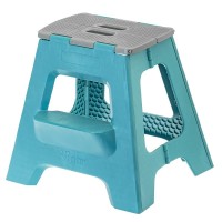 Vigar Compact Foldable 2-Step Stool, 16 Inches, Lightweight, 330-Pound Capacity Non-Slip Folding Step Stool, Turquoise