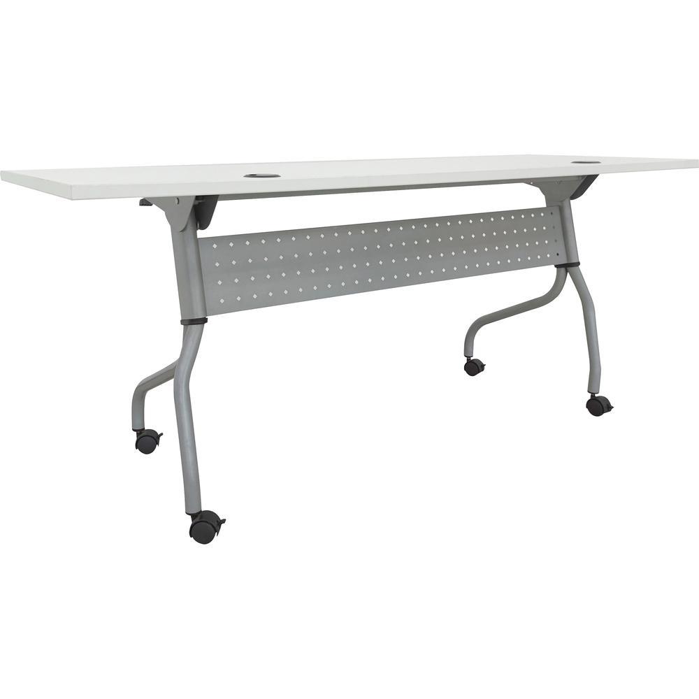 Lorell White Laminate Flip Top Training Table White Top Silver Base 4 Legs 2360 Table Top Length x 72 Table Top Width