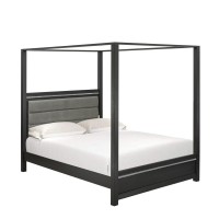 East West Furniture DE20Q2N00C 4Piece Denali wooden set for bedroom with a Queen Bed Frame 2 MidCentury Nightstands and a ch