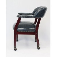 Boss Captain'S Chair In Blue Vinyl W/Casters