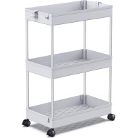 Spacekeeper Rolling Storage Cart 3 Tier Bathroom Cart Organizers With Wheels Laundry Room Organization Mobile Shelving Unit Util