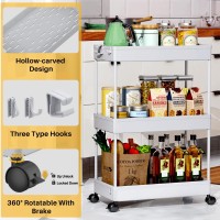 Spacekeeper Rolling Storage Cart 3 Tier Bathroom Cart Organizers With Wheels Laundry Room Organization Mobile Shelving Unit Util