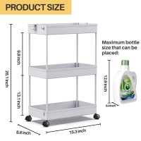 Spacekeeper Rolling Storage Cart 3 Tier Bathroom Cart Organizers With Wheels Laundry Room Organization Mobile Shelving Unit Util