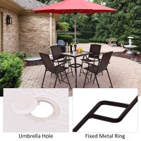S Afstar 37?? 94Cm Height Bistro Table Outdoor Bar Table, Square Patio Table With Umbrella Hole, Tempered Glass Top & Wicker Covered Edge, Outdoor Counter Height Table For Garden Patio Poolside Deck
