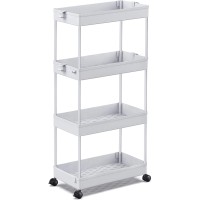 Spacekeeper Storage Cart 4Tier Mobile Shelving Unit Bathroom Rolling Cart Utility Storage Organizer Shelf For Kitchen Living