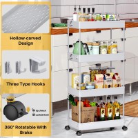 Spacekeeper Storage Cart 4Tier Mobile Shelving Unit Bathroom Rolling Cart Utility Storage Organizer Shelf For Kitchen Living