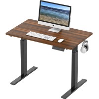 Shw Electric Height Adjustable Standing Desk 40 X 24 Inches Walnut