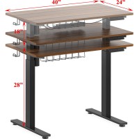 Shw Electric Height Adjustable Standing Desk 40 X 24 Inches Walnut