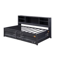 Acme Cargo Metal Twin Daybed And Trundle With Slat System In Gunmetal