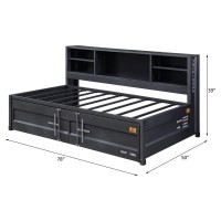 Acme Cargo Metal Twin Daybed And Trundle With Slat System In Gunmetal