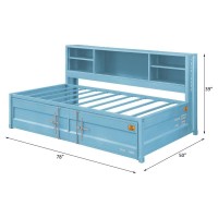 Acme Cargo Metal Twin Daybed And Trundle With Storage Headboard In Aqua