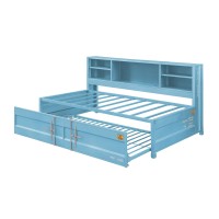 Acme Cargo Metal Twin Daybed And Trundle With Storage Headboard In Aqua