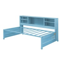 Acme Cargo Metal Twin Daybed And Trundle With Storage Headboard In Aqua