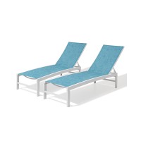 Crestlive Products Chaise Lounge Chair Outdoor Set Of 2 Aluminum Pool Lounge Chair Adjustable Fiveposition Tanning Recliner